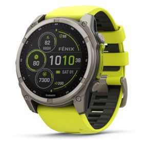 GARMIN FENIX 8 - 51MM SOLAR SAFIRA TITÂNIO COM BRACELETE AMARELA