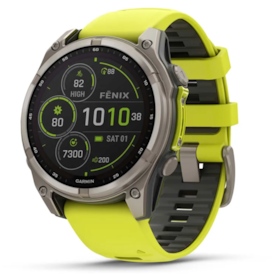 GARMIN FENIX 8 - 47MM SOLAR SAFIRA TITÂNIO COM BRACELETE AMARELA